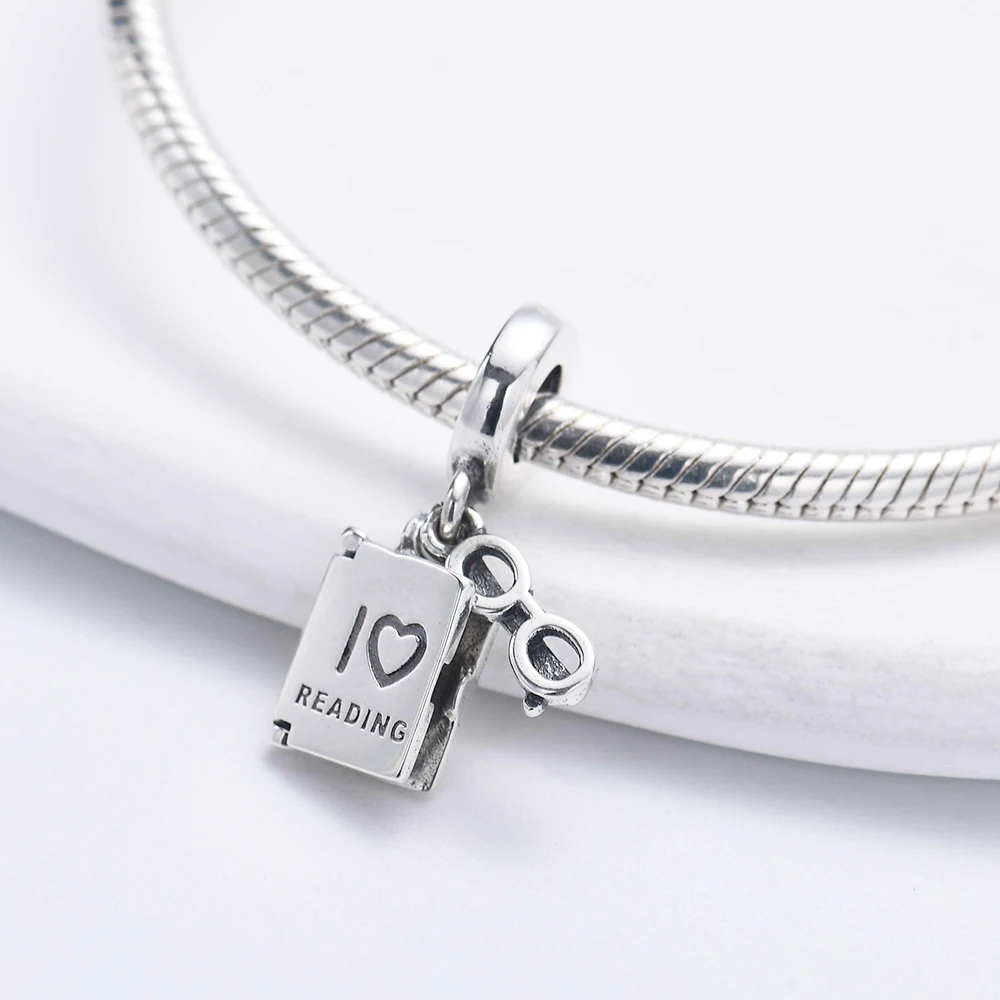 2024 New 925 Sterling Silver Reading Book Teacher Graduation Charm Beads Fit Original Pendant Bracelet DIY Fashion Woman Jewelry 6