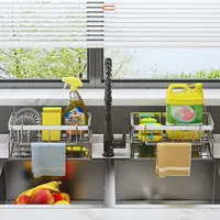 Kitchen Sponge Holder Stainless Steel Sink Drain Rack Soap Drainer Towel Rack Shelf Organizer bathroom Storage Accessories 2