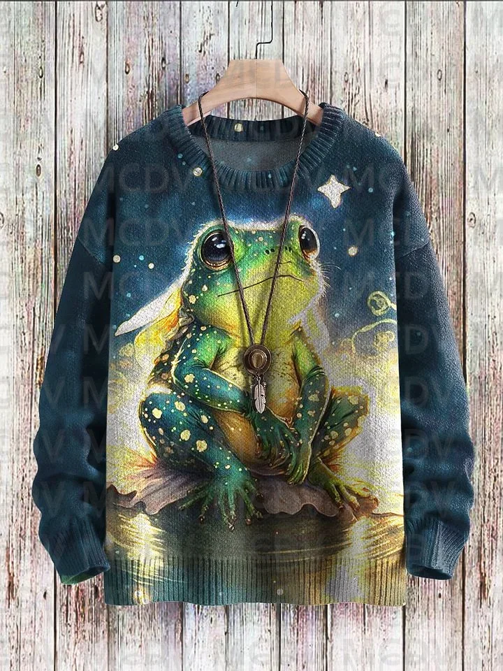 Multicolor Art Print Casual Knit Pullover Sweater Men's For Women's Pullover