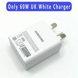 Samsung 60W UK Plug PD Charger - Original Type C Super Fast Charge Adapter - Only UK Plug -White