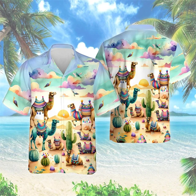 VISESUNNY Men's Cartoon Shark Hawaiian Shirt | Colorful Short Sleeve Aloha Shirt, Quick-Dry & Lightweight