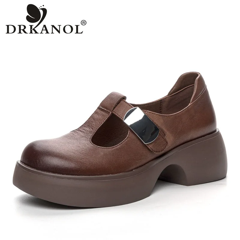drkanol-2024-fashion-women-thick-heel-loafers-spring-round-toe-genuine-cow-leather-british-style-metal-versatile-casual-shoes