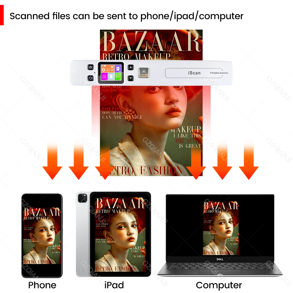 IScan A4 Mini Portable Office Scanner 32G With LCD Display 1050 DPI Scanning Document Photo Image Storage Format JPG/PDF