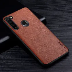 Premium Retro Litchi Pattern Leather Phone Case - High Grade Back Cover for Xiaomi Redmi Note Series (Brown)
