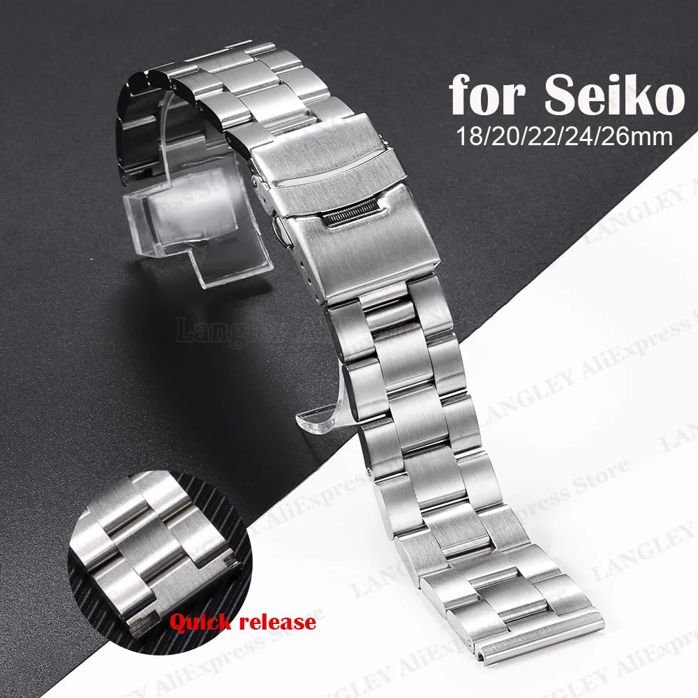 

Solid Stainless Steel for Oyster Watch Strap for Seiko SKX007/009 Straight End Driver Bracelet 18/20/22/24/26mm for CASIO Band