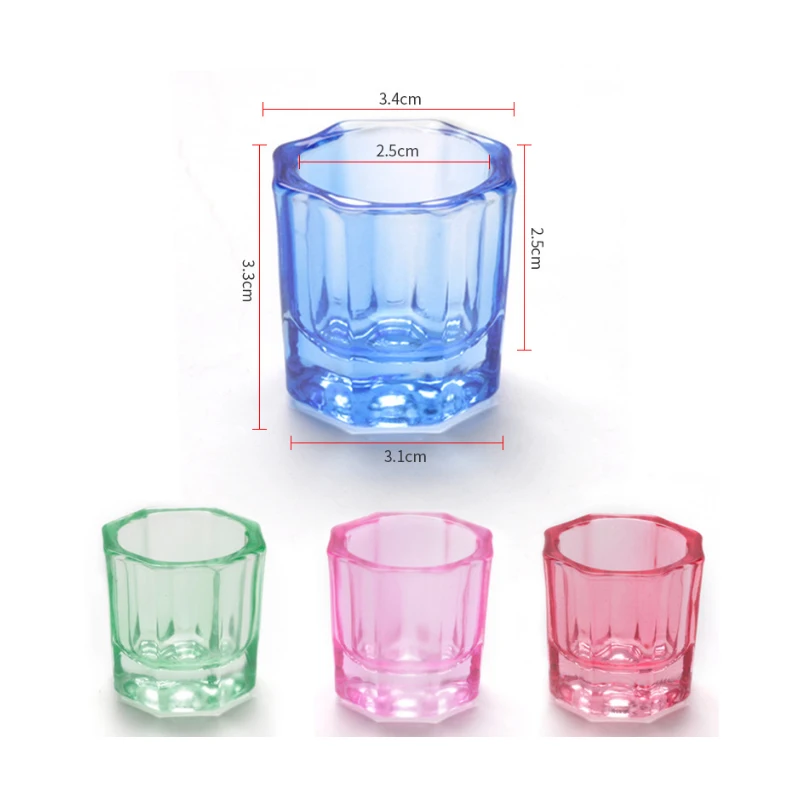 2件 nail acrylic liquid Dappen Dish Cups for Nail Art Pinkish/Blue Glass Monomer Liquid Bowl