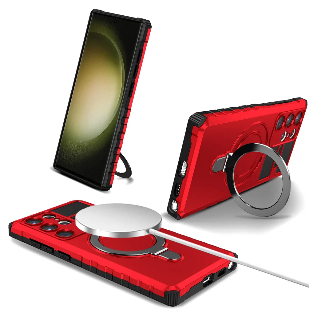 

Magsafe Magnetic Adsorption Case For Samsung S23 Ultra S22 Plus S21 + Galaxy S20 FE Note 20 Ultra Metal Ring Car Holder Cover