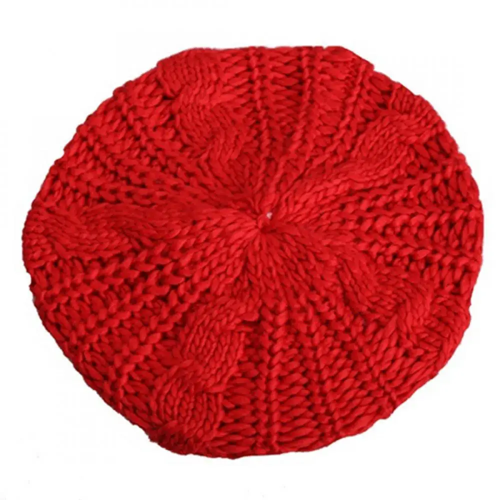 2022 Women's Hat Fashion Beret Braided Baggy Wool Knitted Warm Winter Beanie Hat Women Ski Cap 3