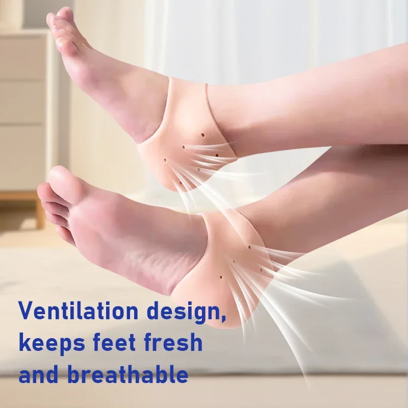 1 쌍의 새로운 실리콘 발 관리 양말 보습 젤 발뒤꿈치 보호대 여성용 안티 크랙 발뒤꿈치 수리 깔창 신발 액세서리