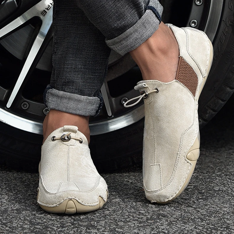 

Men's Sneakers Casual Slip On Loafers 2023 Light Flats Genuine Leather Shoes For Men Comfortable Outdoor Solid Color Sneakers