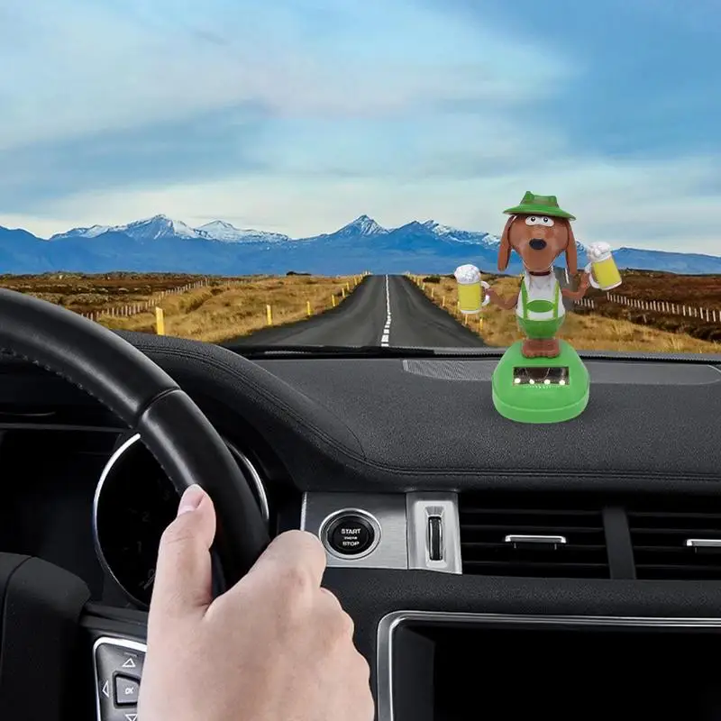 Car Decoration Bobble Head Toy Solar Powered Dancing Dog Solar Dashboard Doll Decoration Cute Dog Swinging Animated Dancer Toy