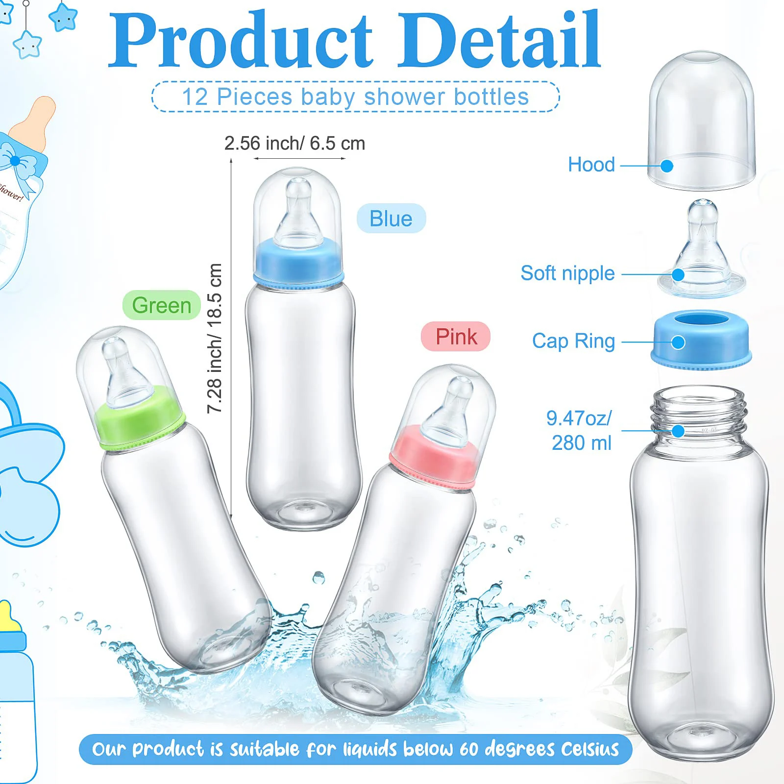 12-48Pieces Baby Shower Game Candy Bottle Chug Gender Revealing Party Favors for Boys Girls Baby Shower Gift Decoration Supplies 6