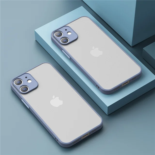 TULONG For IPhone 13 Pro Max Shockproof Bumper Clear Phone Case for IPhone 12 11 Pro Max XR X XS 6 6S 7 8 Plus Matte Hard Cover grey