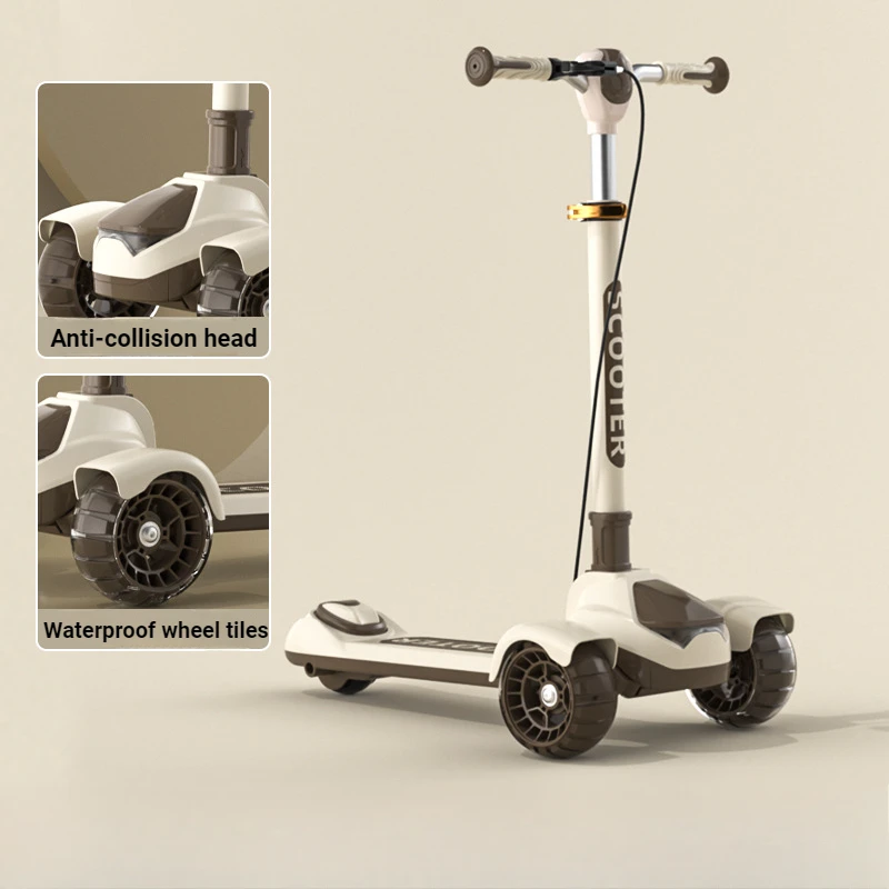 Monopattino per bambini e ragazzi, scooter per adulti con freno a mano, monopattino pieghevole a 3 ruote con luci, per ciclismo urbano da 5 a 18 anni - immagine 2