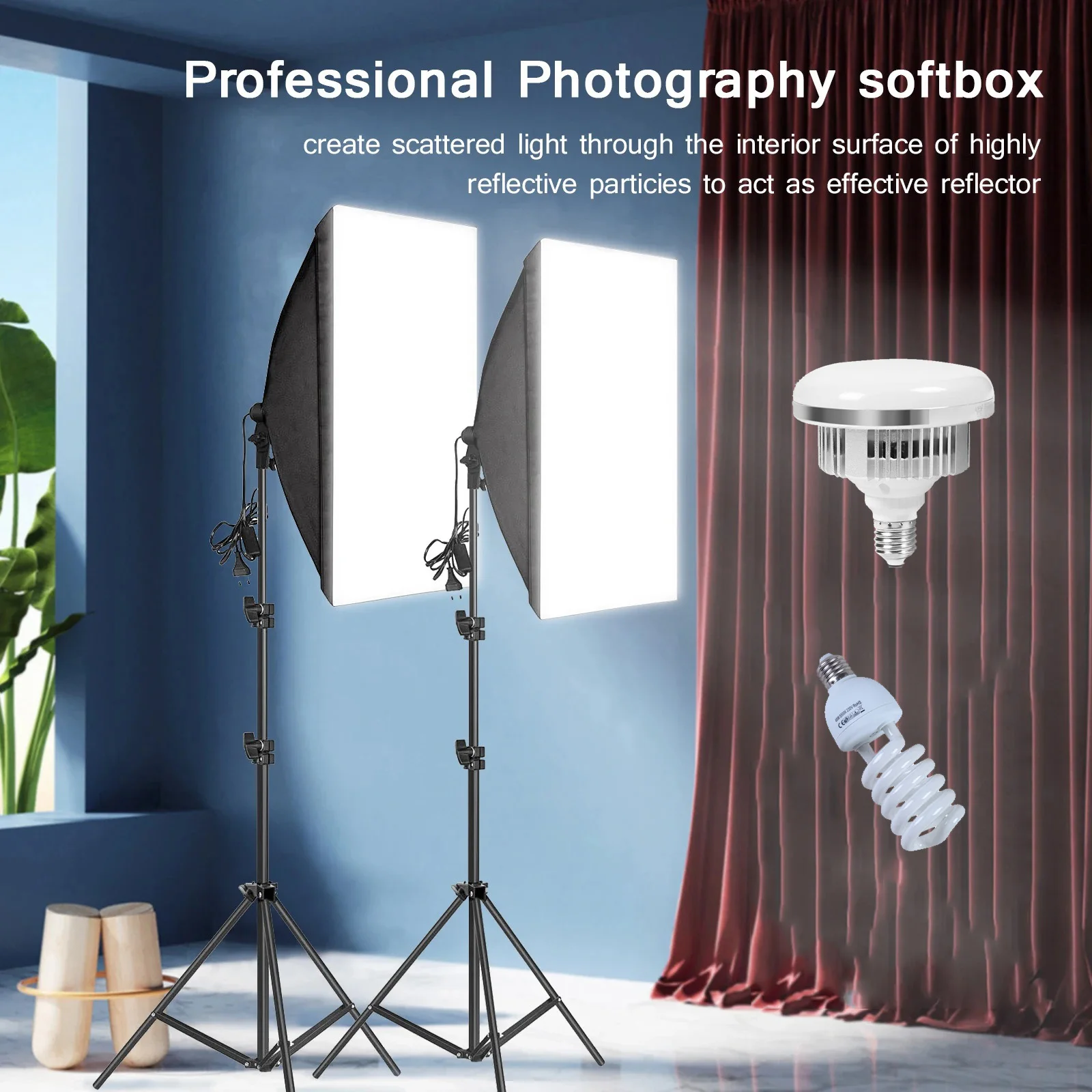 thumbnail interactive-video image 1 of LimoStudio 3400W LED Softbox Lighting Kit - 22x32" Softbox, 85W 12600 Lumen Bulbs, Remote Control, 3000K-5500K Adjustable 1 of 10