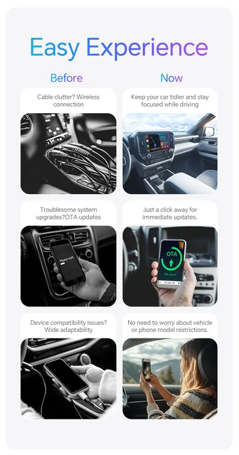 Adattatore Wireless CarPlay & Android Auto 2-in-1 2025 - Trasforma Il Collegamento Cablato In Wireless! Connessione Automatica Per IOS E Android - Foto 4