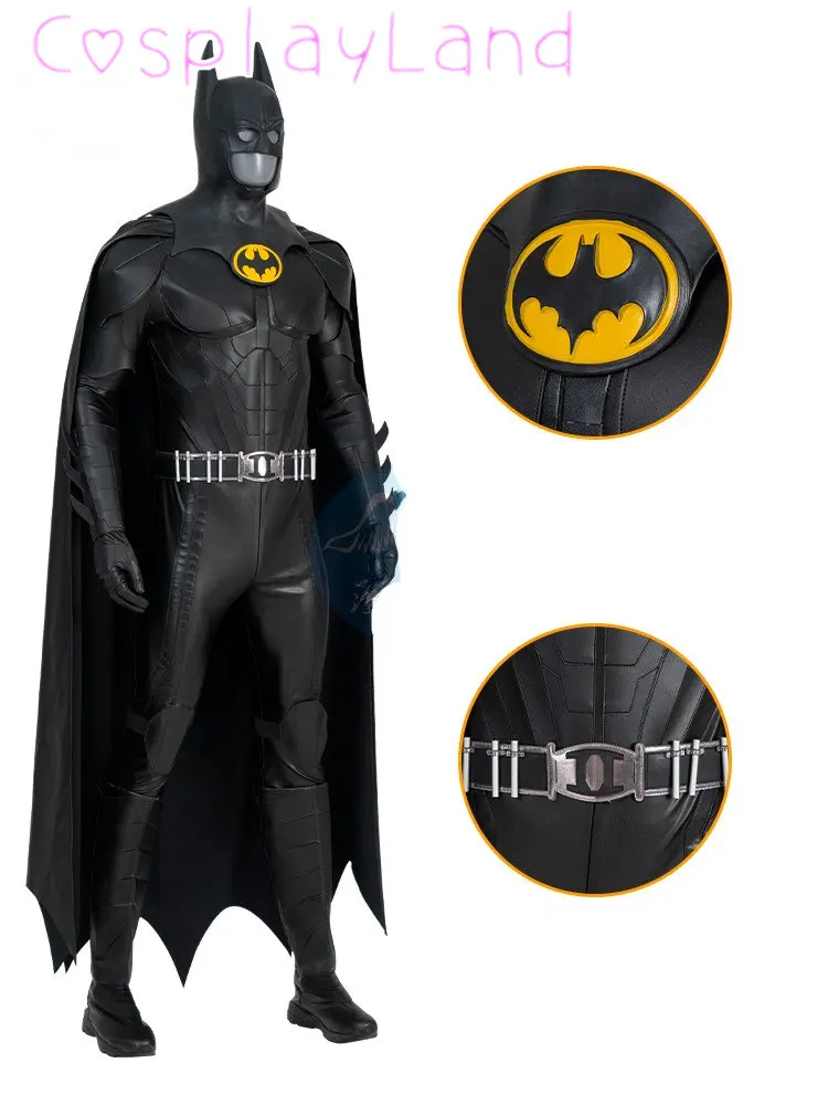 New Movie Barry Bat Cosplay Bruce Wayne Printing Jumpsuit Superhero Battle Costume Outfit Man Suit Cloak Mask Shoes