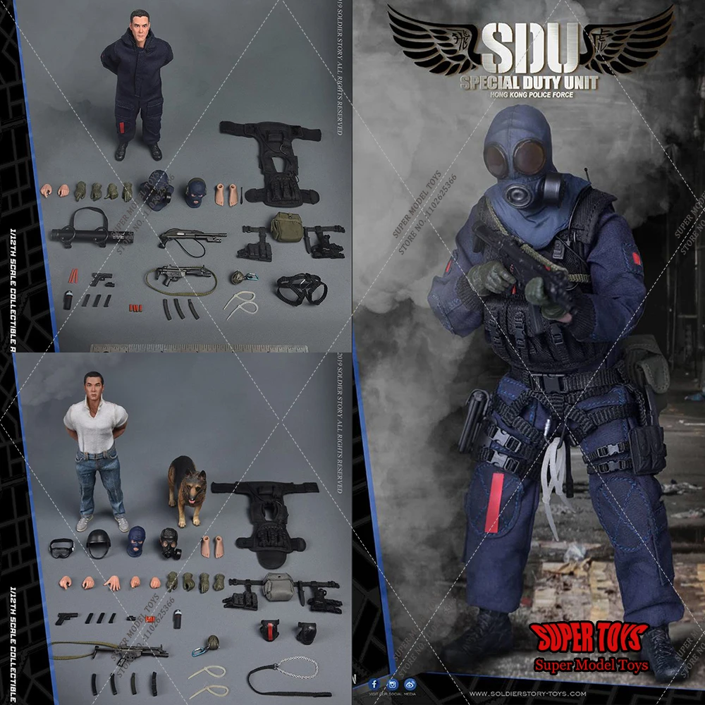 

Original SoldierStory SSM-002 003 1/12 Scale HK SDU Assault Team K9 Canine Handler 6'' Full Set Male Soldier Action Figure Model