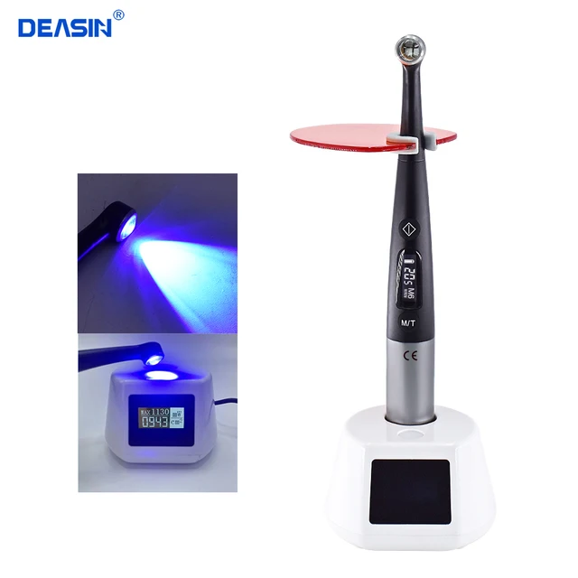 Dental Wireless 1 Second Curing Light Dentist Cordless LED Lamp 3000 mw/cm² with caries detector Light meter tester