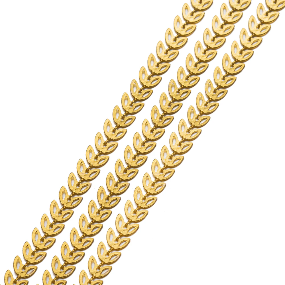 1m Metall hohl Gold Farbe Blatt ketten für DIY hand gefertigten Schmuck Herstellung Halsketten Armbänder Fußkettchen Zubehör Bastel bedarf – Detail 4