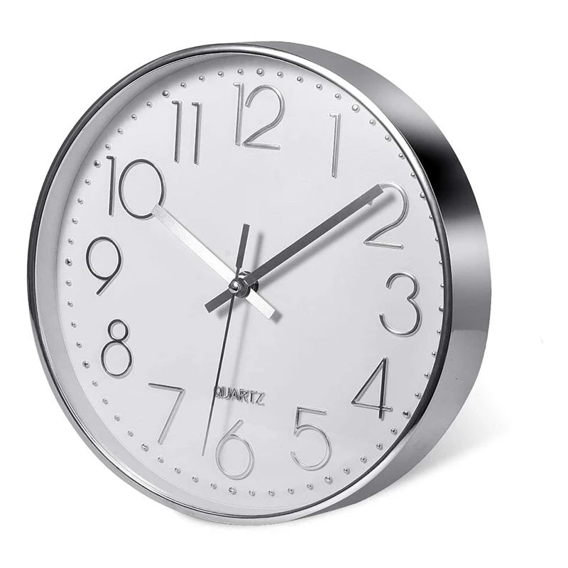 Premium Silver Wall Clock, Wall Decoration, Modern Silent Wall Clock