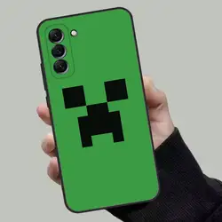Vibrant Green Pixel Monster Creeper Soft Phone Case - Sleek Black Shell - Samsung a50 30s 50s (Z1)