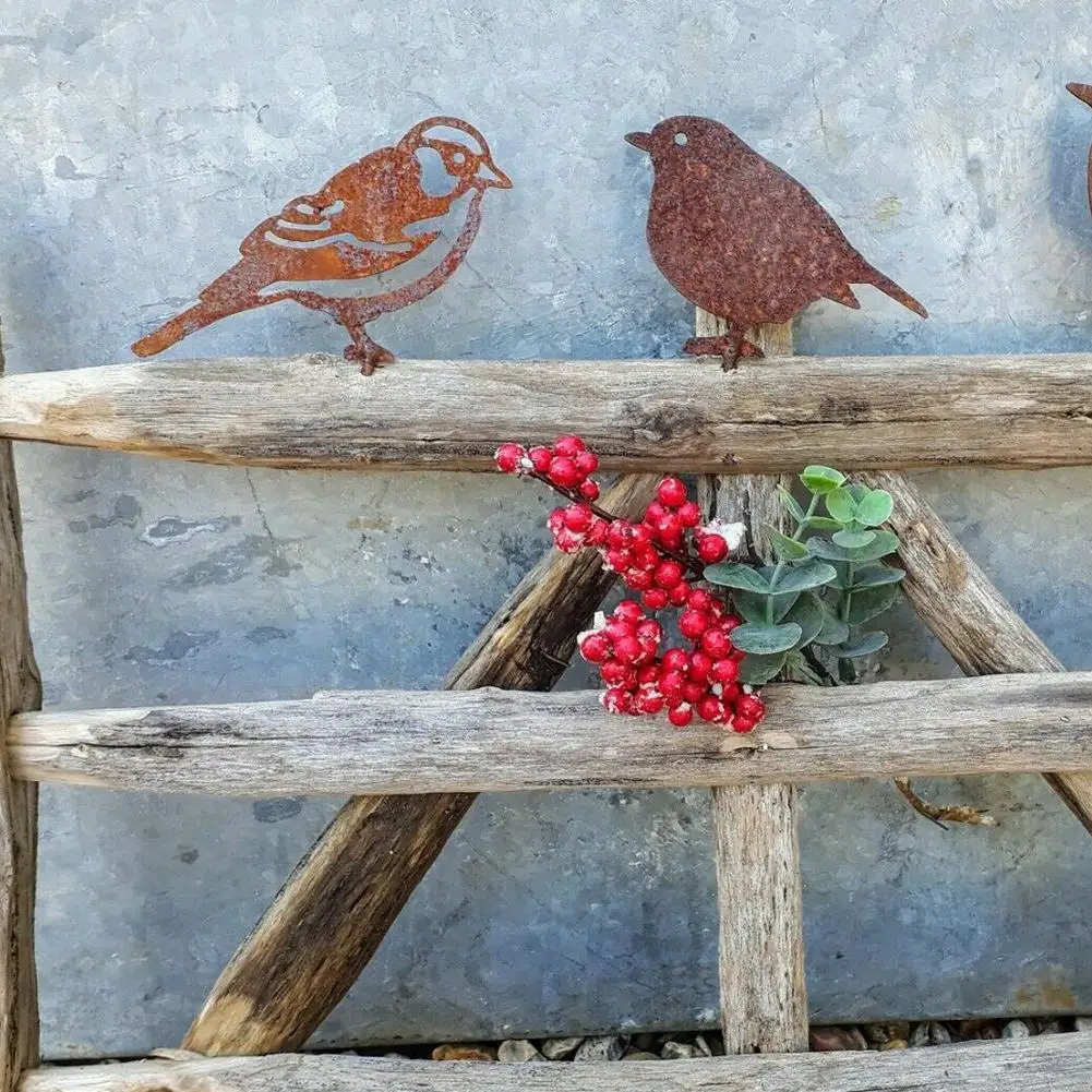 Rusty Metal Bird Silhouettes for Garden Decoration garden decoration animal ornaments metal wall decor
