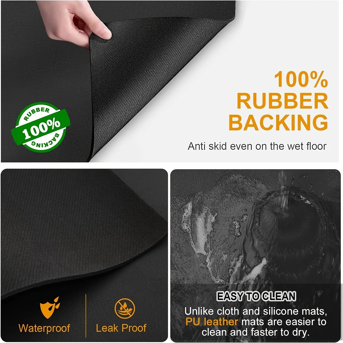 1pc-Pu Leather Countertop Draining Mat Kitchen Bar Drain Pads Absorb Water And Dry Quickly For Washstand Bathroom Floor Mats