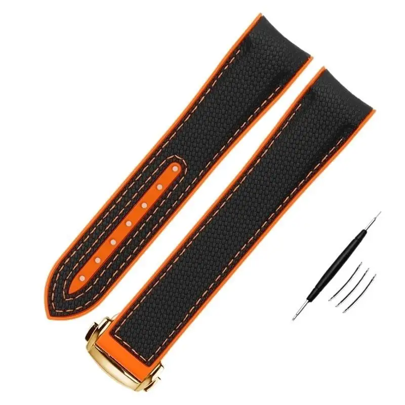 

FKMBD High Density Nylon Silicone Watchband For Omega Watch Band 20mm 21mm 22mm Rubber Watch Strap Folding Clasp Curved End