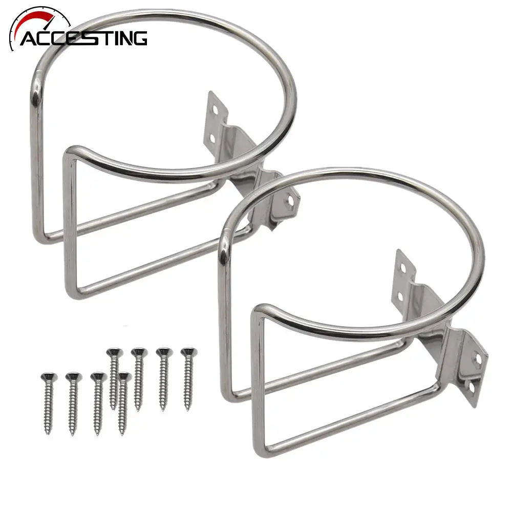 2 Portabicchieri In Acciaio Inox Per Auto, Barca, Camper - Anello Marino, HOFFEN, 1 Anno Garanzia