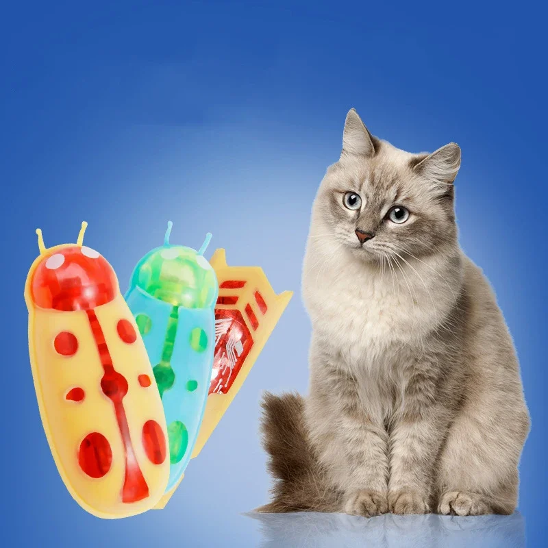 

Pet Cat Interactive Toy Mini Electric Bug Toys Cats Escape Obstacle Automatic Flip Toy Battery Operated Vibration Pet Beetle
