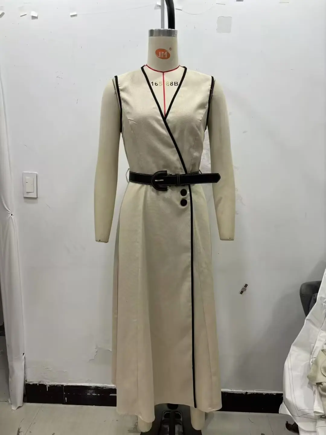 European and American style 2025 summer new style linen blended sleeveless dress with belt