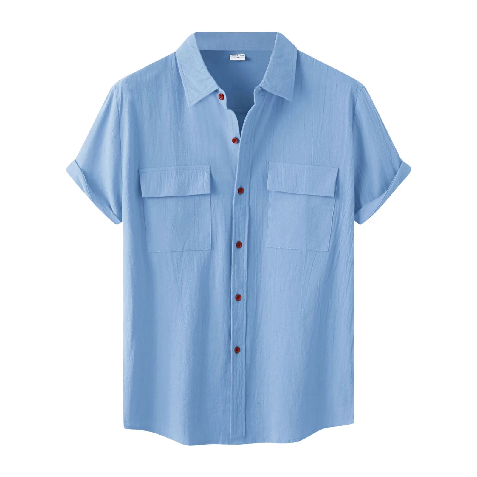 Camisa de manga corta de lino y algodón para hombre, blusa informal, transpirable, Color sólido, Estilo Hawaiano, ideal para la playa, Verano