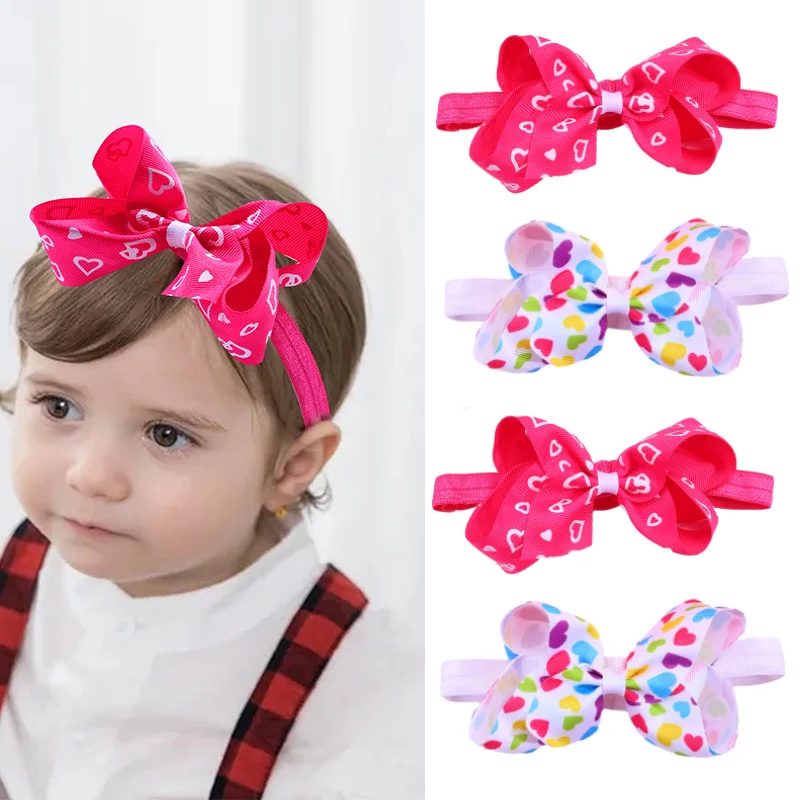 

Oaoleer 3Pcs Cute Love Heart Print Baby Headband For Newborn Girl Hairbands Elastic Soft Headbands Kids Headwear Hair Accessorie