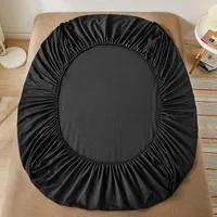 Drap-housse 100% coton avec bande élastique, housse de matelas de couleur unie pour lit simple, Double, King, Queen, 140/150/160/180x200 6