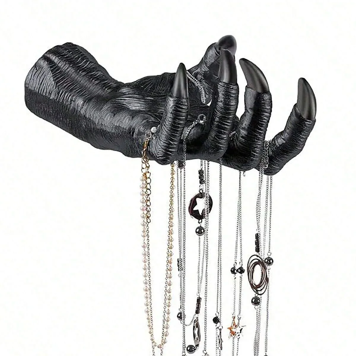 Halloween Gothic Witch Hand Statue Home Wall Keys Jewelry Hanger Resin Sculpture Halloween Party Decoration Horror Props DIY Art