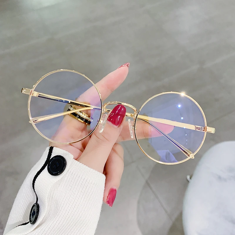 Metal Big Frame Round Prescription Glasses With Astigmatism Anti Blue Light Student Nearsighted Spectacles 0 -0.5 -0.75 To -4 5