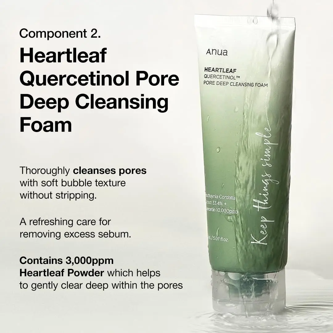 Anua Heartleaf Pore Cleansing Oil & Quercetinol Pore Deep Double Cleanser Facial Makeup Cleansing Skincare Set Beauty Products 5