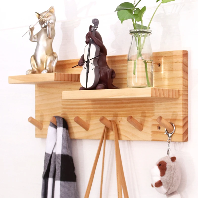 

Solid Wood Porch Coat Rack with Creative Multi Functional Storage Bag Hangers and Stable Load Bearing Wall Organizer