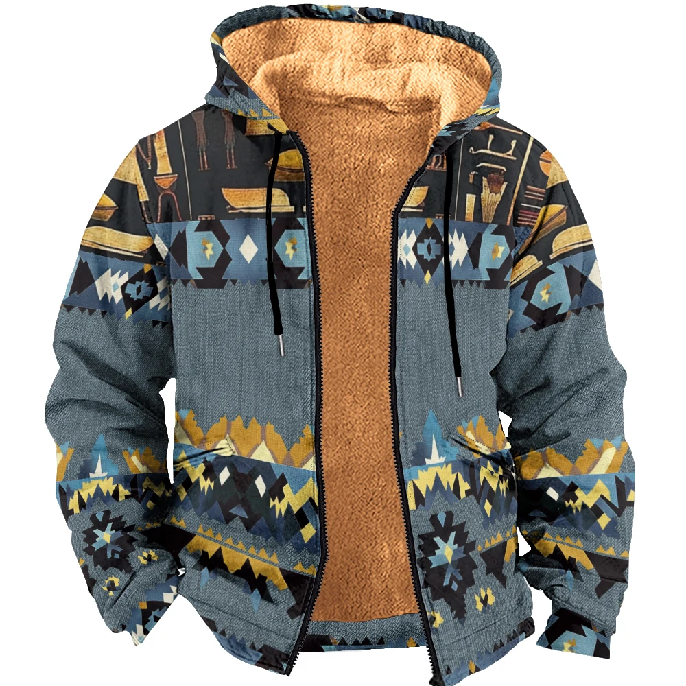 Travois Tipi Dusky Sunset Unisex Sherpa Lined Hooded Coat