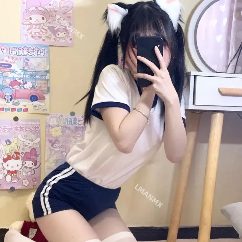 Japanese Kawaii JK Volleyball Suit Girl School Uniform Anime Cosplay Costume Gym Sportwear Cheerleader T Shirt Shorts Bloomers
