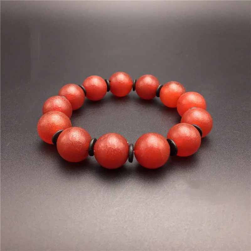 

Red Crystal Round Bead Bracelet Fashion Men and Women Buddha Bead Rosary Bracelet Natural Stone Agate Beaded Bracelet