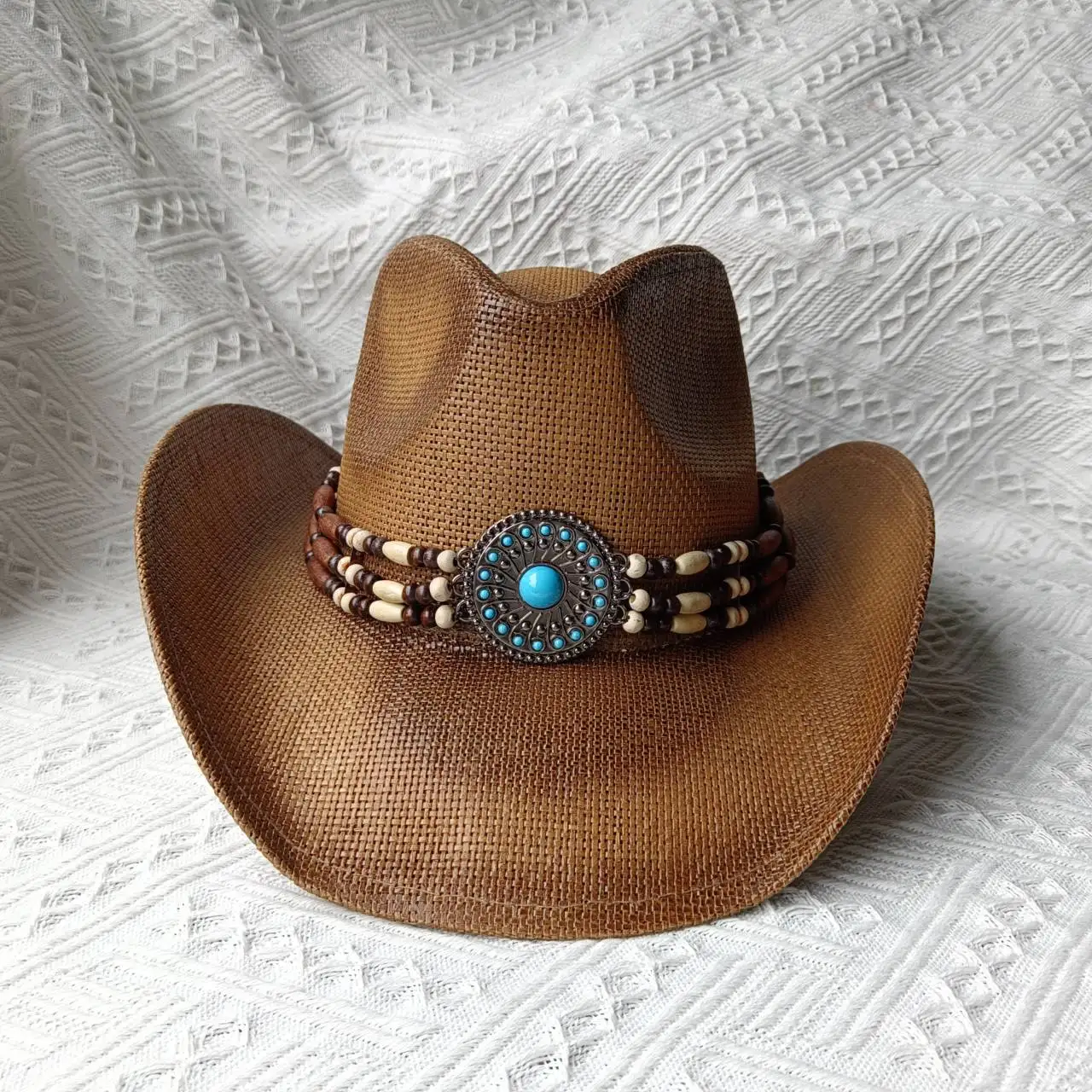 Hot Sale 2024 New Spring and Summer Hand-knitted Outdoor Travel Beach Unisex Western Cowboy Straw Hat_voghion.com