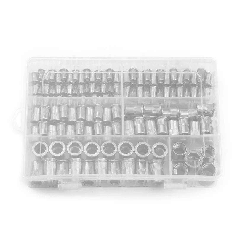 Screw Bolt Nut Set 100/150/165/210pcs M3-M12 aluminum Multi Flat Head Metric Thread Blind Rivet Nut Insert Rivnut Nutsert Screw screw bolt nut set,screw washer nut kit,auto fasteners assortment