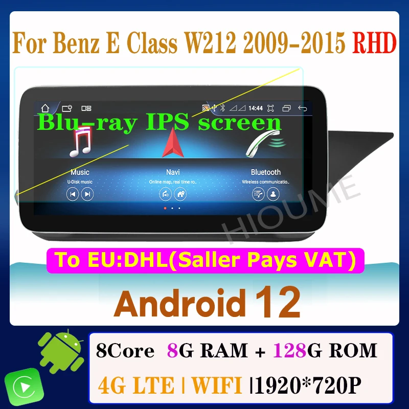 

Car Radio 12.5" / 10.25" Android 12 8 Core 8+128G Multimedia Player GPS Navigation For Mercedes Benz E Class W212 2009-2015 RHD