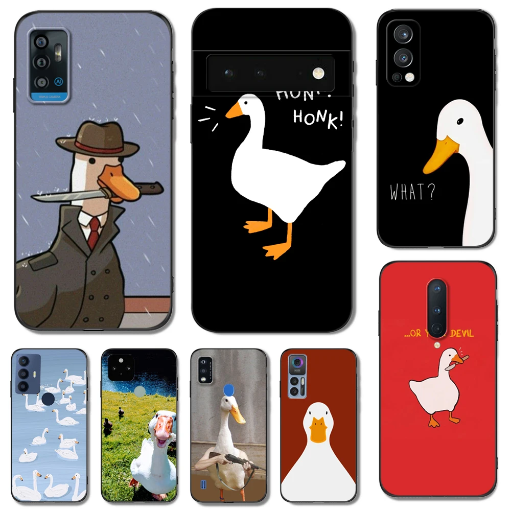 Black Tpu Case For ZTE blade A3 A5 A7 2019 2020 A31 A51 A71 A7S V2020 L210 L8 smart vita 2022 v30 goose duck funny