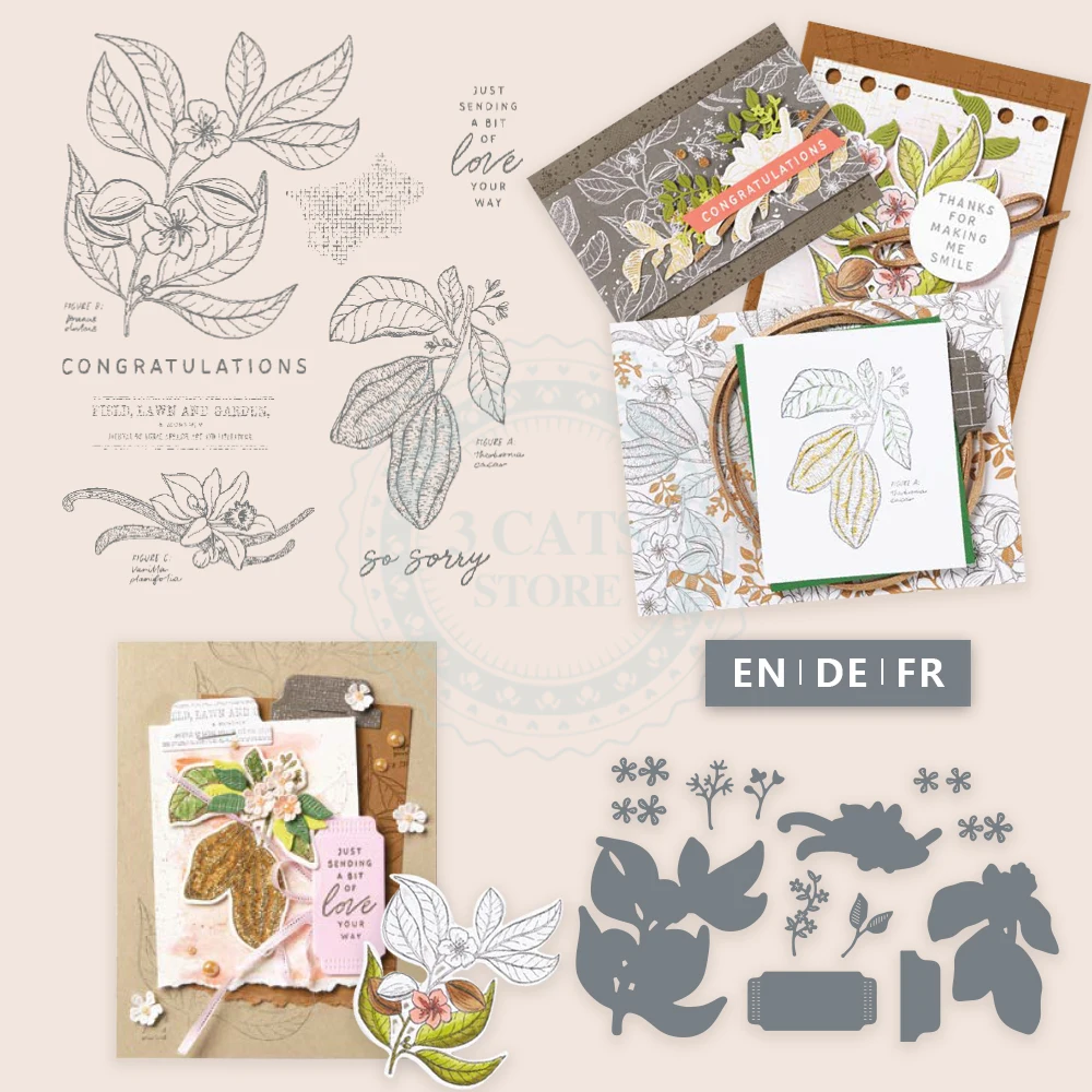 

MP870 Romantic Blooming Flowers Clear Stamps Cutting Dies DIY Scrapbooking Silicone Stamps Metal Dies For Card Album Craft Decor