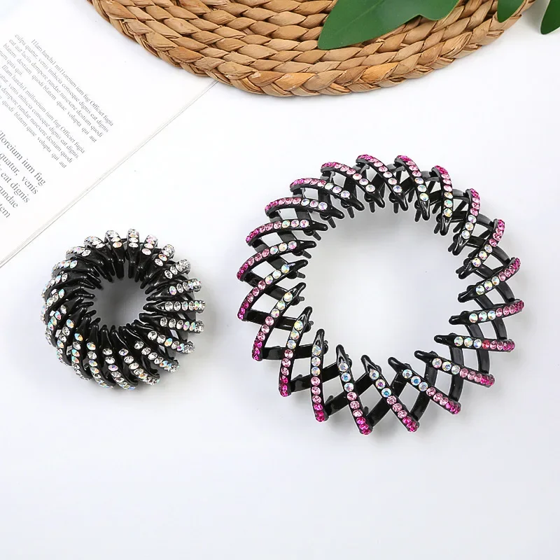 Fashion Crystal Rhinestone Hairpin Bun Hair Claw Clips Horsetail Buckle Hair Clip Bird Nest Expanding Hair Accessories for Women 6