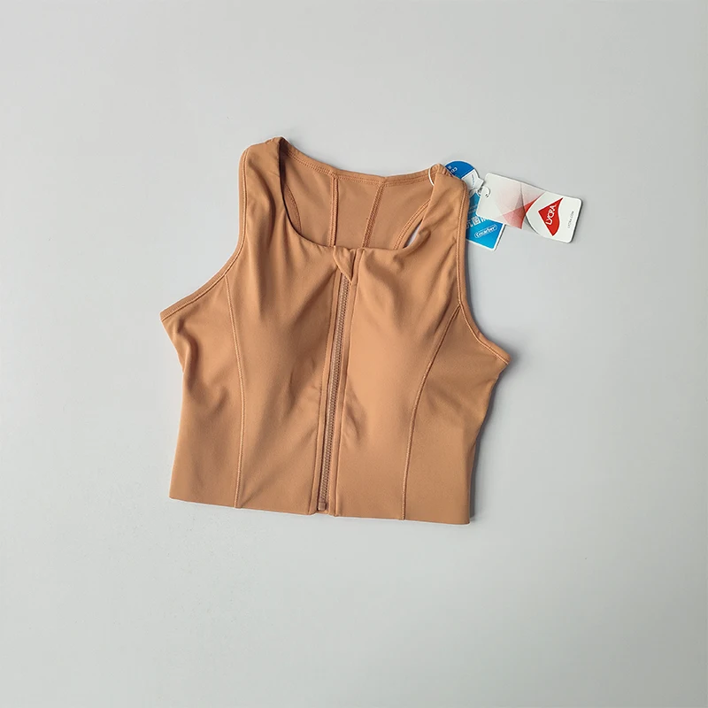 حمالة صدر رياضية بسحاب أمامي من قطعة واحدة للنساء مقاومة للصدمات والجري والتجفيف السريع سترة عالية القوة للياقة البدنية واليوجا