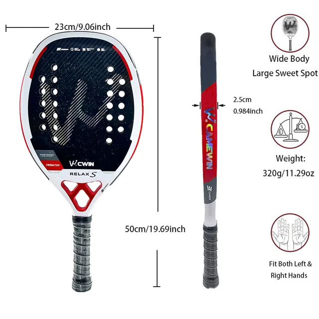 Cwin 2025 Beach Tennis 3K Full Carbon Fiber Rude Face Feminino Raquete Beach Tennis Carbon Frame Professional Masculina 2
